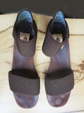 Vintage San Miguel De Allende Shoes in Chocolate Brown Elastic Straps 9.5/10